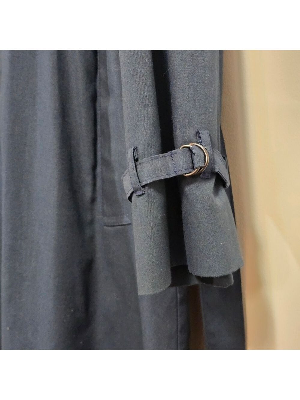 Vintage London Fog Classic Hooded Navy Blue Long Trench Coat Size 18 M UK - Picture 4 of 12